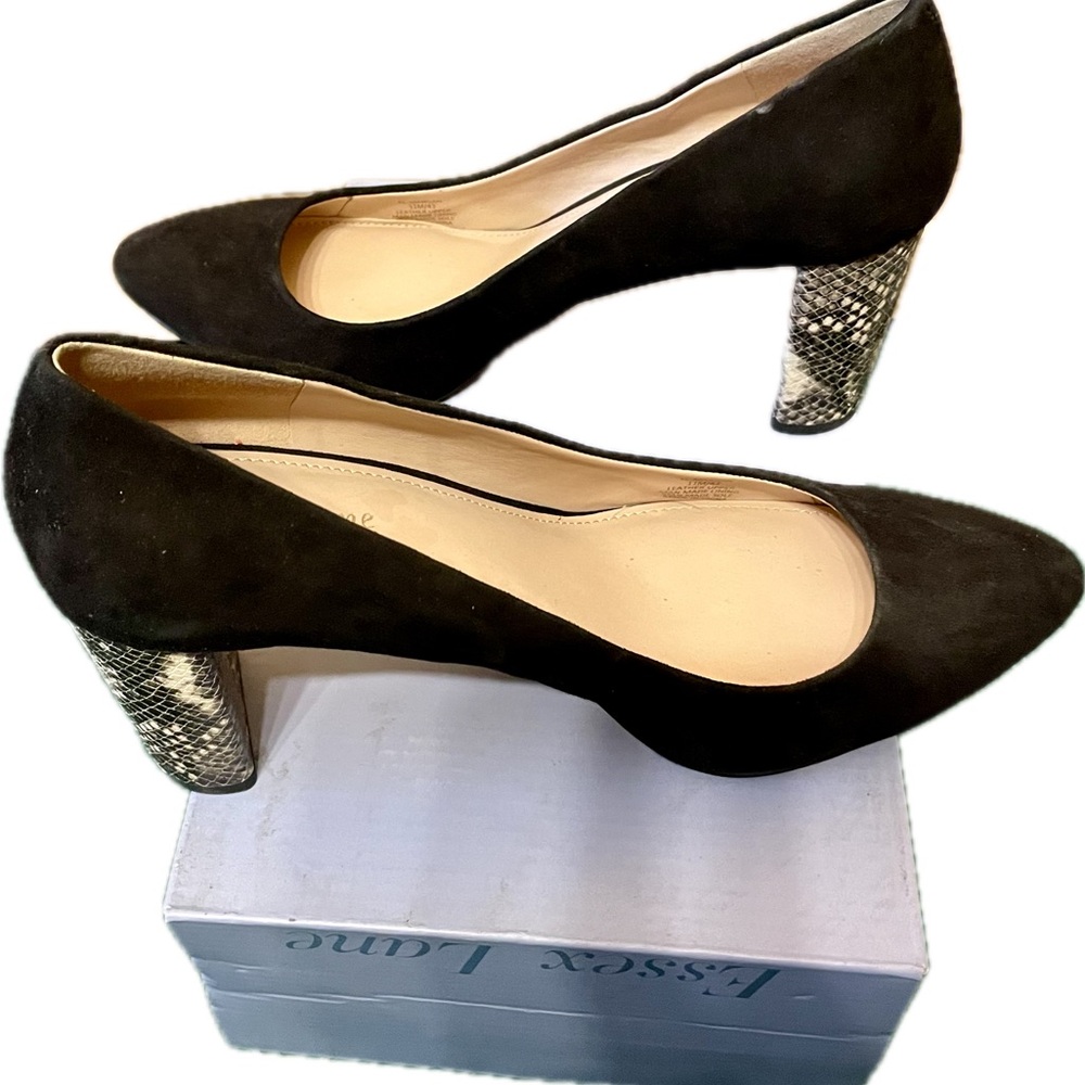 Essex Lane Black El-Margan Snakeskin Suede Heel